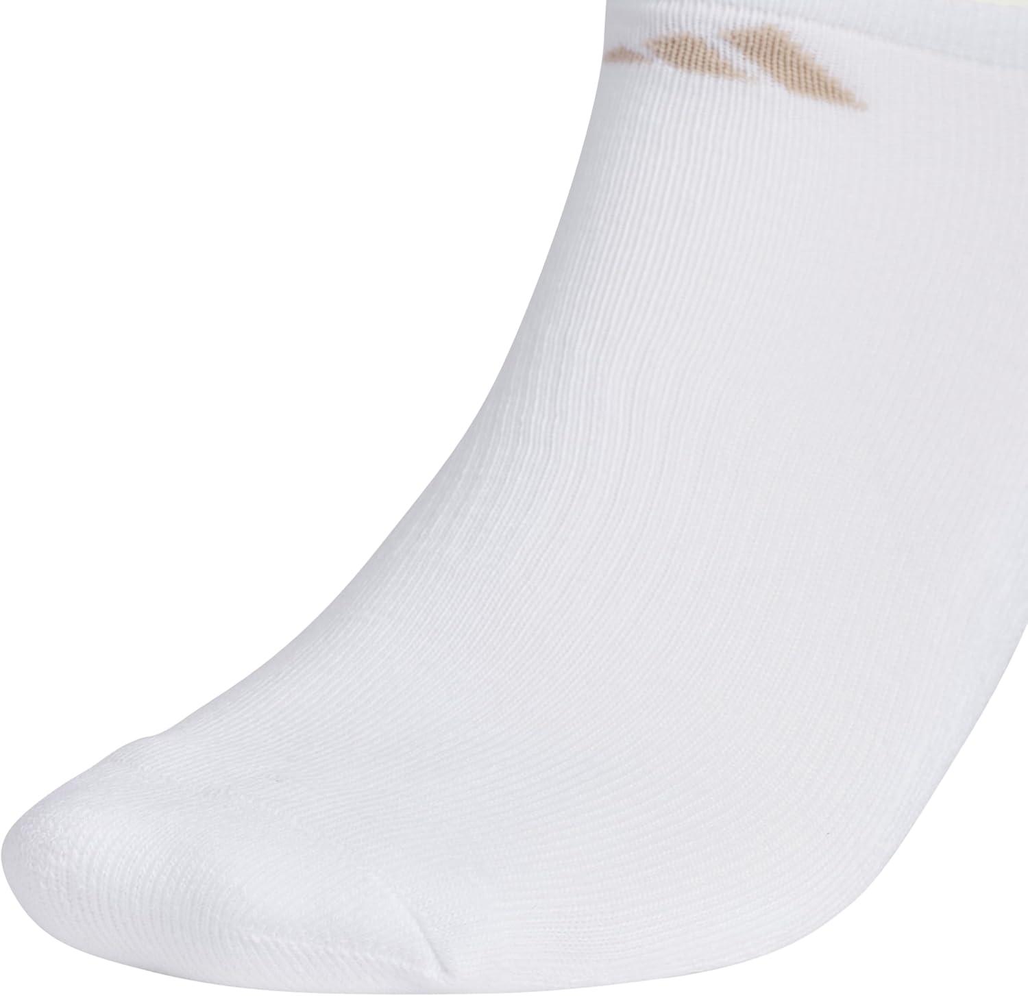imageadidas Mens Athletic Cushioned 6Pack No Show Socks for MenWhiteWonder BeigeAlumina Beige