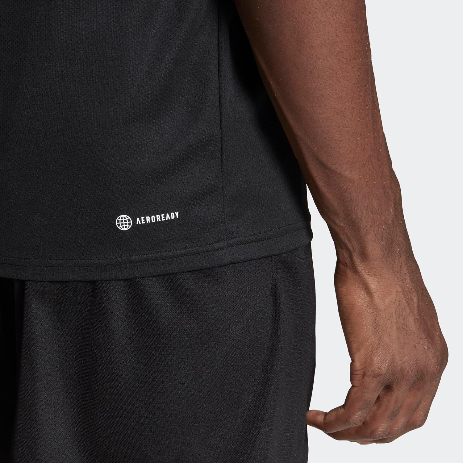 imageadidas Mens Essentials Base 3Stripes Training TShirtBlackWhite