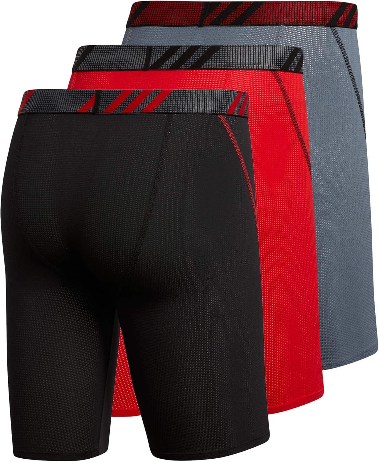 imageadidas Mens Performance Mesh Long Boxer Brief Underwear 3Pack for active sport and all day comfortBlackScarlet RedOnix