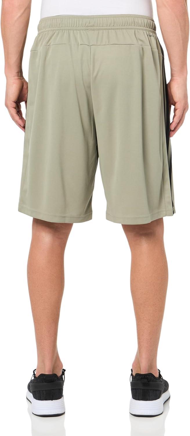 imageadidas Mens Train Essentials Piqu 3Stripes ShortsSilver PebbleOlive StrataBlack