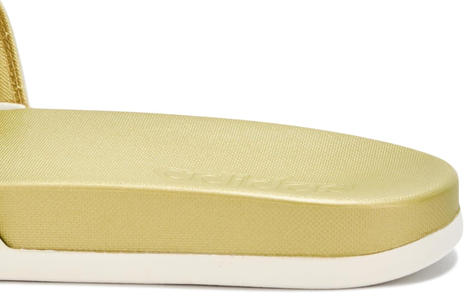 imageadidas Unisex Adilette Comfort Slide SandalWhiteWhiteGold Metallic