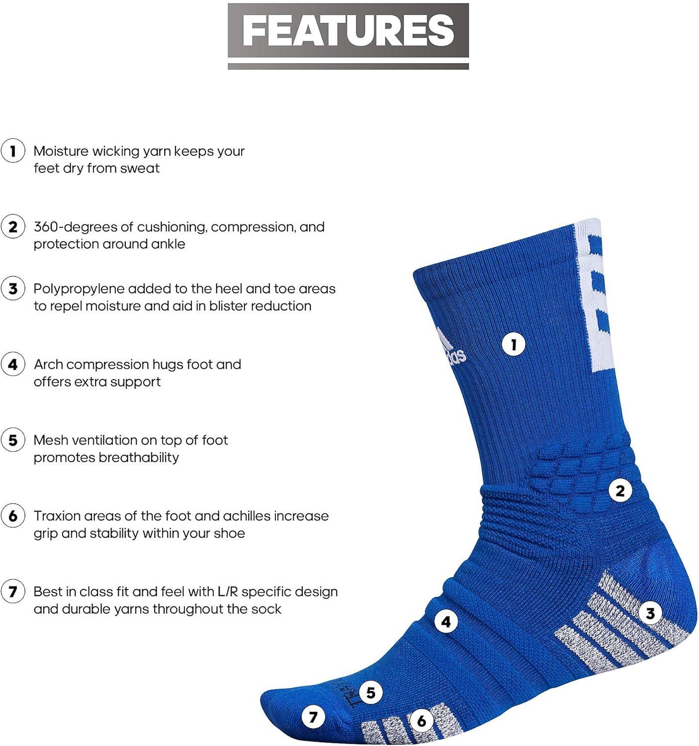 imageadidas Unisex Creator 365 Basketball Crew Socks 1PairCollegiate Royal BlueWhite