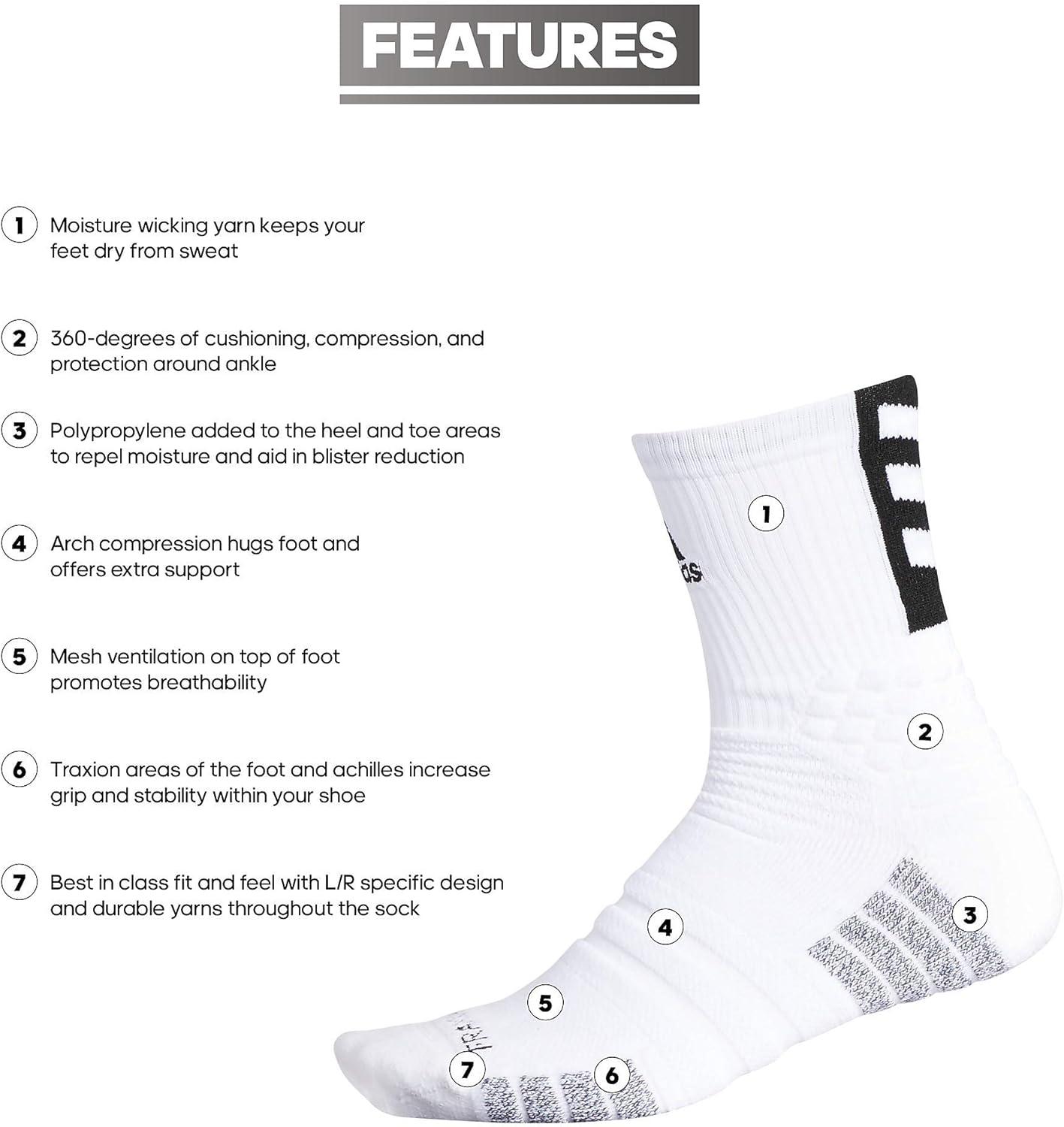 imageadidas Unisex Creator 365 Basketball Crew Socks 1PairWhiteBlack