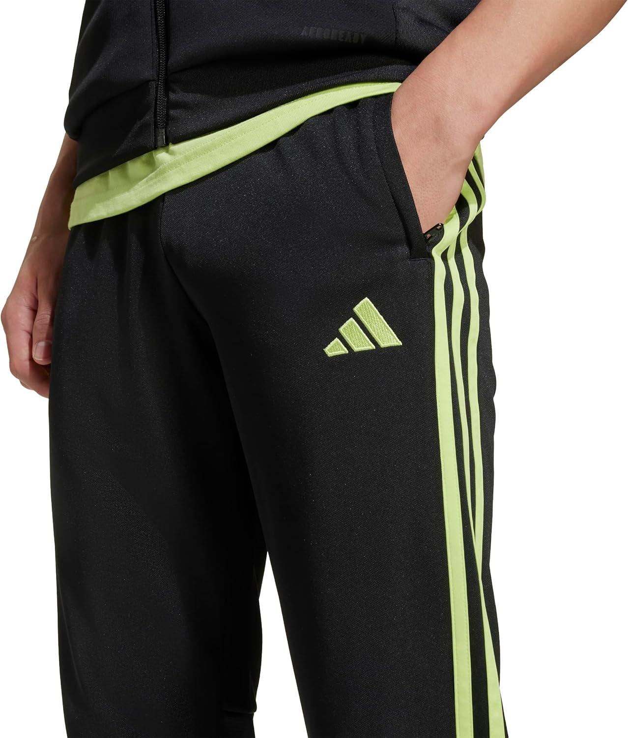 imageadidas UnisexKids Tiro 25 Essentials Training Track PantsBlackPulse Lime