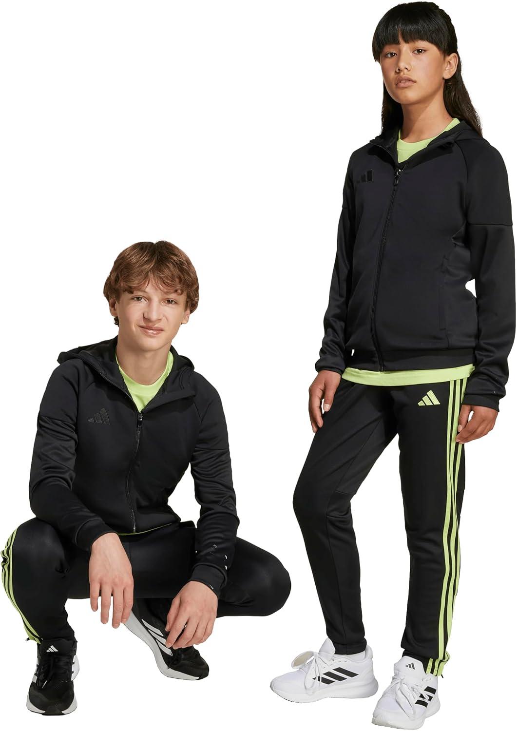imageadidas UnisexKids Tiro 25 Essentials Training Track PantsBlackPulse Lime