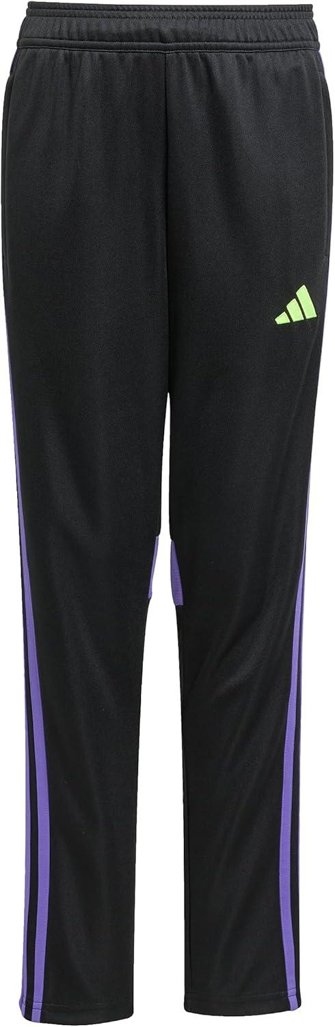imageadidas UnisexKids Tiro 25 Essentials Training Track PantsBlackPurple RushLucid Lemon