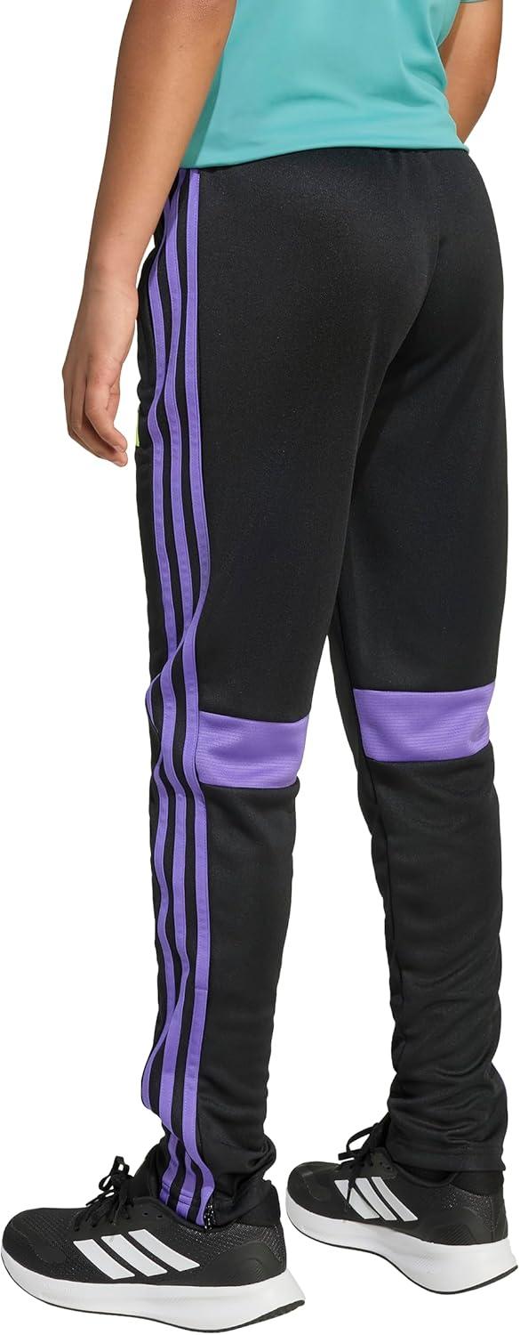 imageadidas UnisexKids Tiro 25 Essentials Training Track PantsBlackPurple RushLucid Lemon