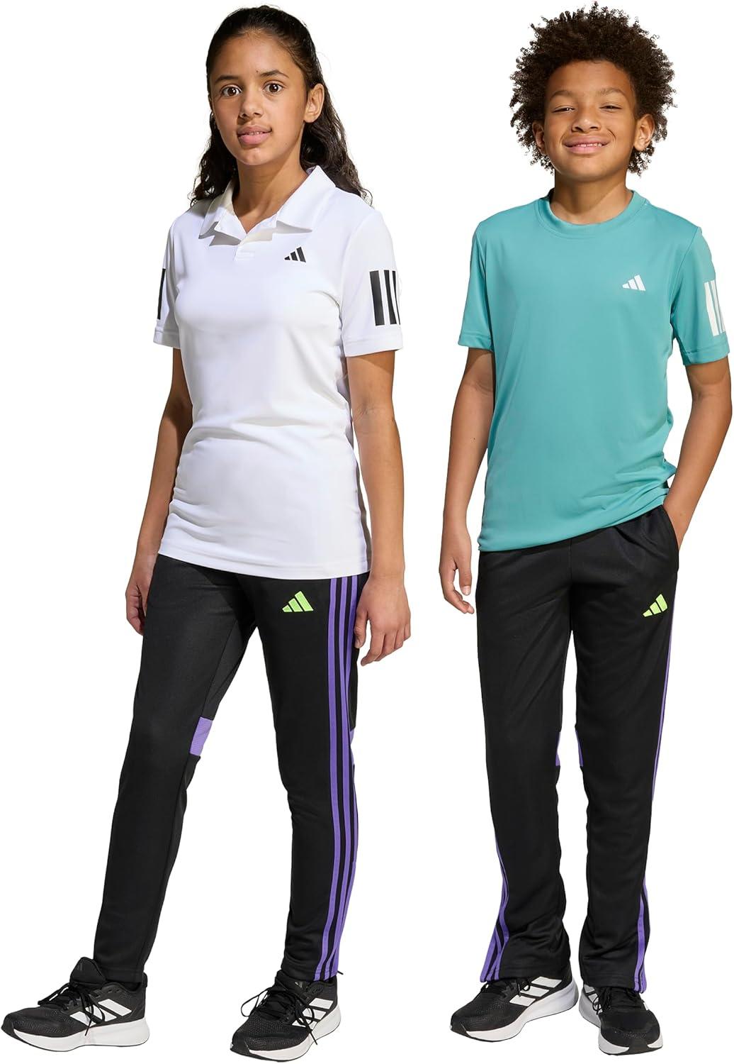 imageadidas UnisexKids Tiro 25 Essentials Training Track PantsBlackPurple RushLucid Lemon