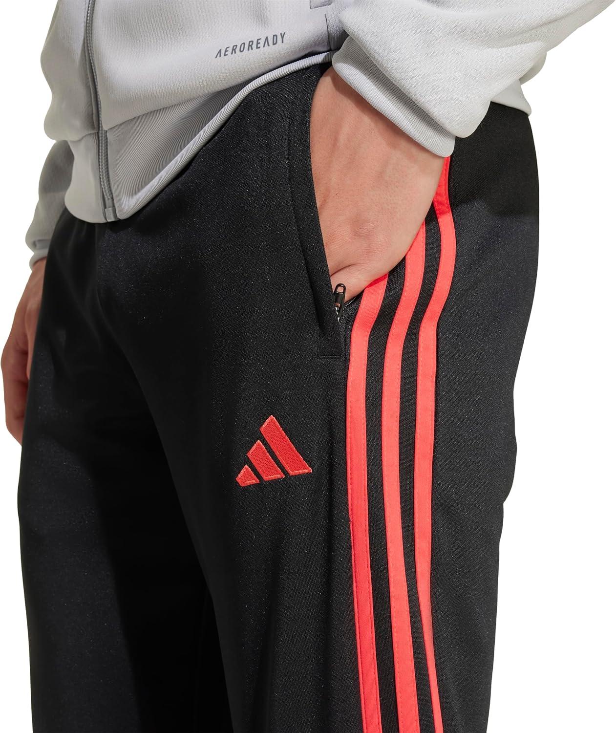imageadidas UnisexKids Tiro 25 Essentials Training Track PantsBlackSemi Lucid Red