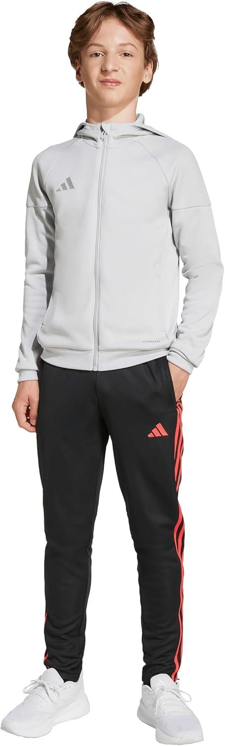 imageadidas UnisexKids Tiro 25 Essentials Training Track PantsBlackSemi Lucid Red