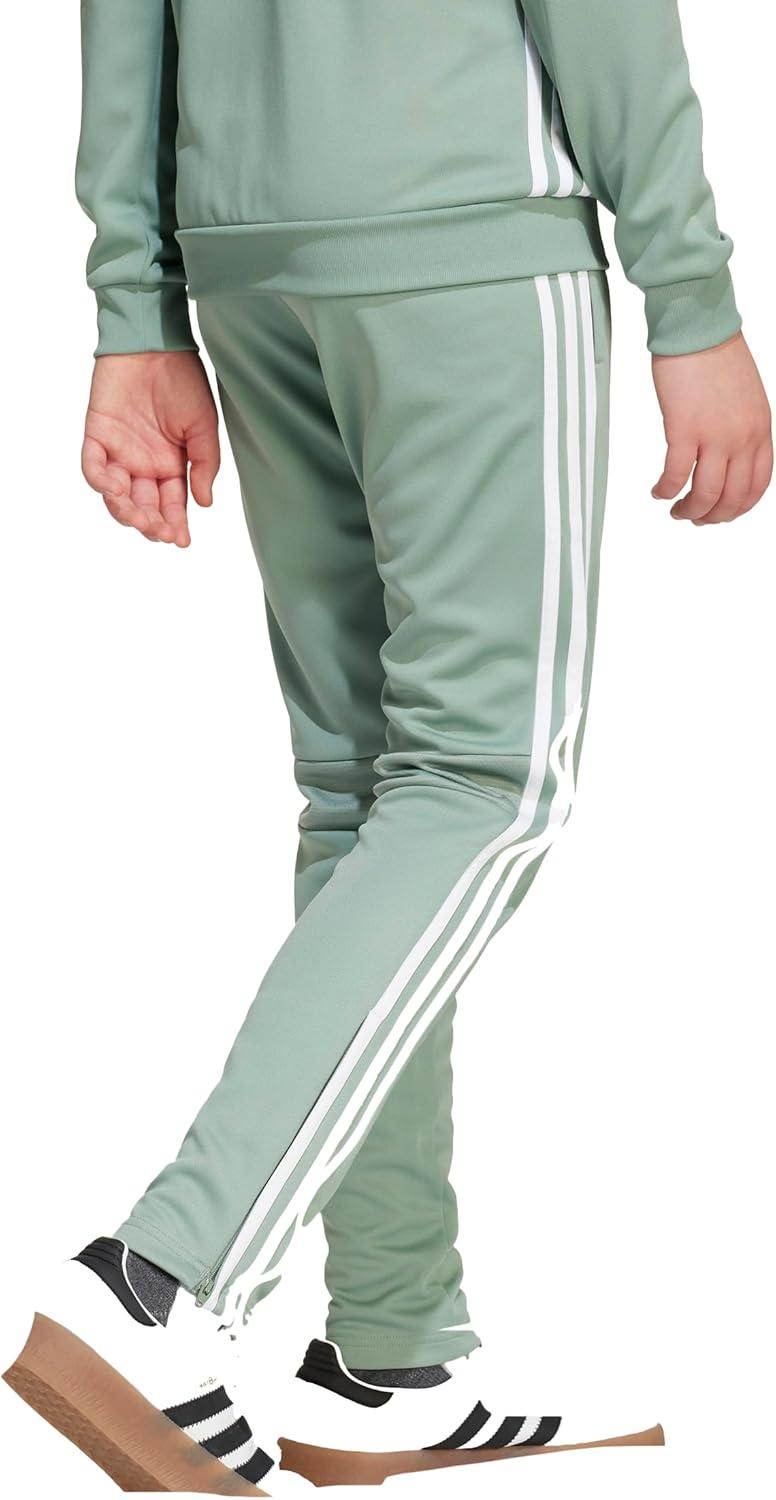 imageadidas UnisexKids Tiro 25 Essentials Training Track PantsSilver GreenWhite