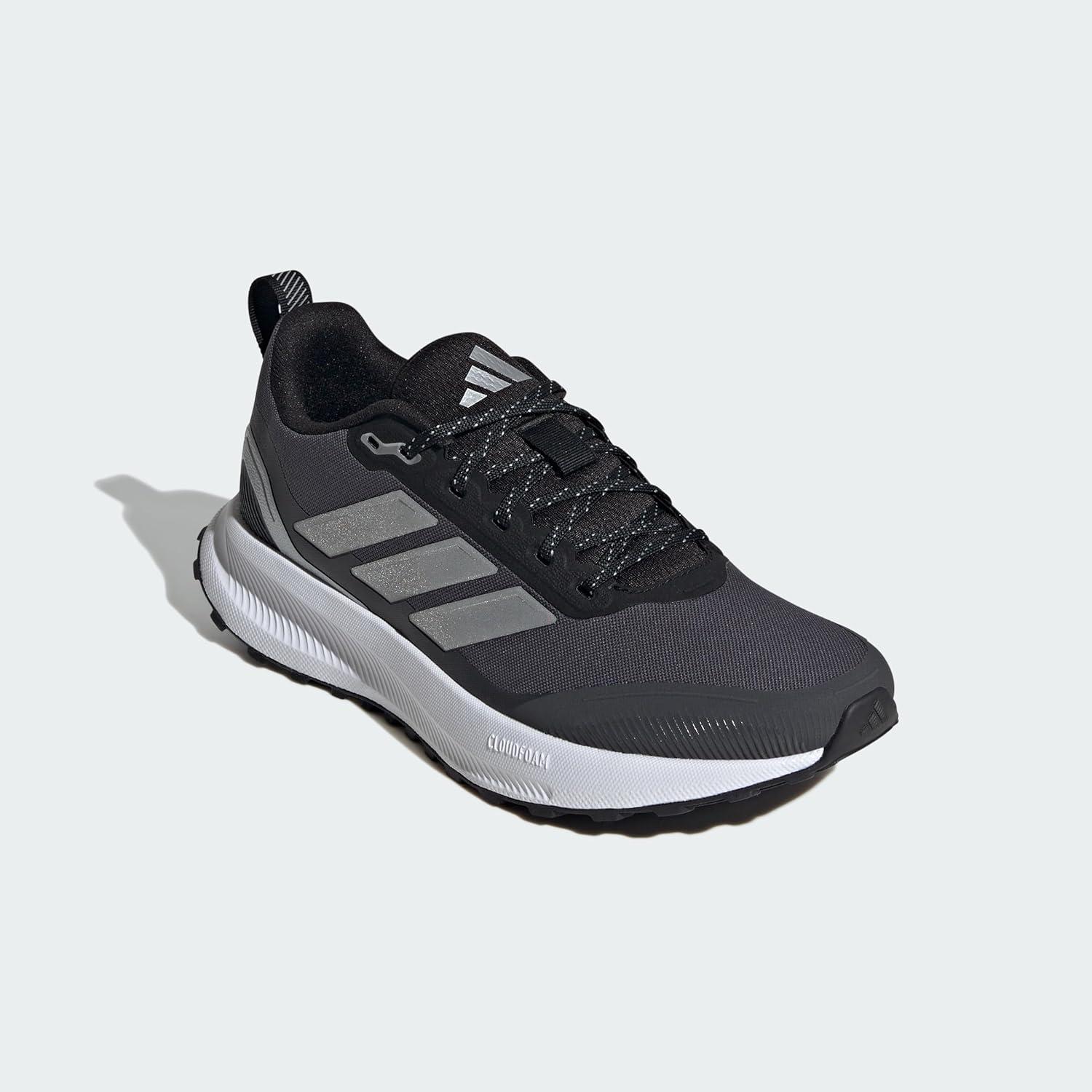 imageadidas Womens Run Falcon 5 Trail SneakerCore Black Silver Metallic Carbon