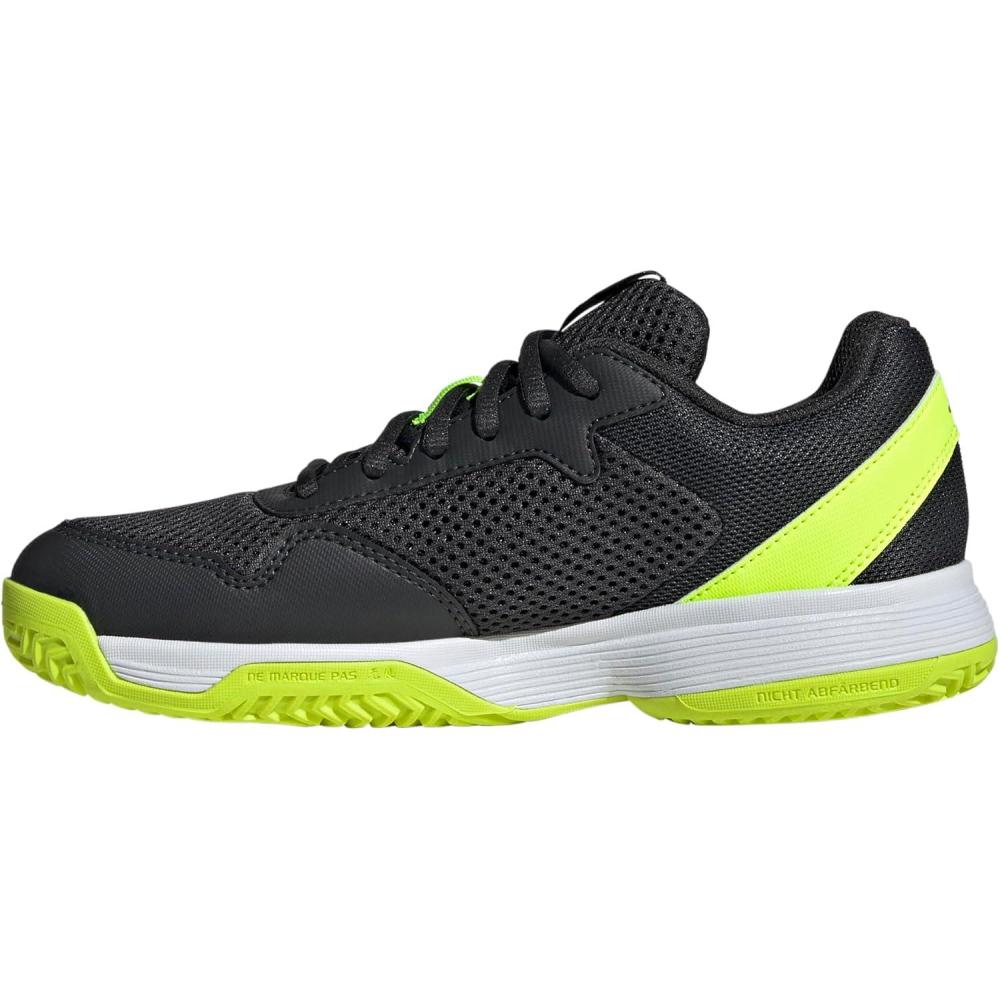 imageAdidas UnisexChild Courtflash Tennis SneakerCarbonIron MetallicLucid Lemon