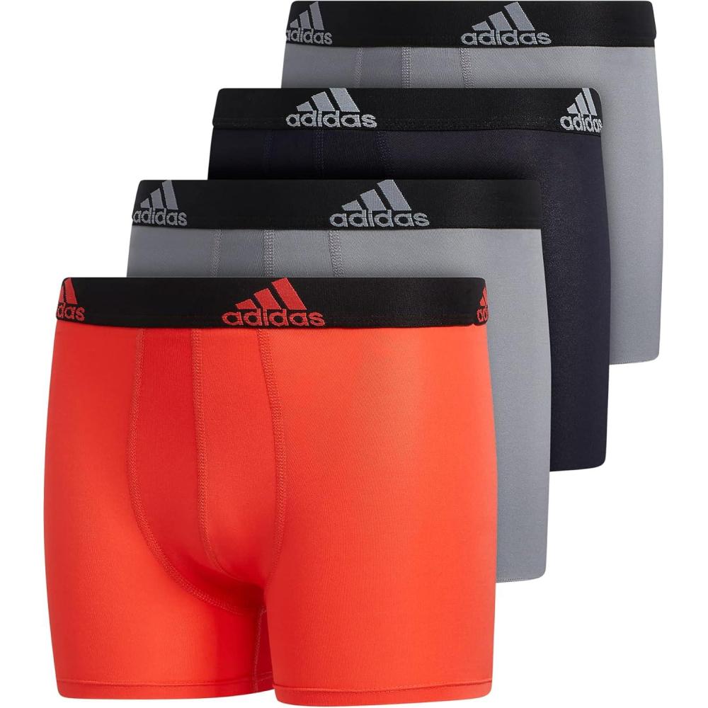 imageadidas Boys Performance Boxer Briefs Underwear for Kids 4PackLegend Ink BlueClear Onix GreyBright RedPerformance