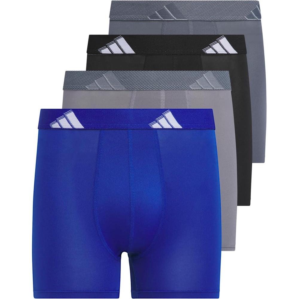 imageadidas Boys Performance Boxer Briefs Underwear for Kids 4PackTeam Royal BlueGreyBlackMicrofiber