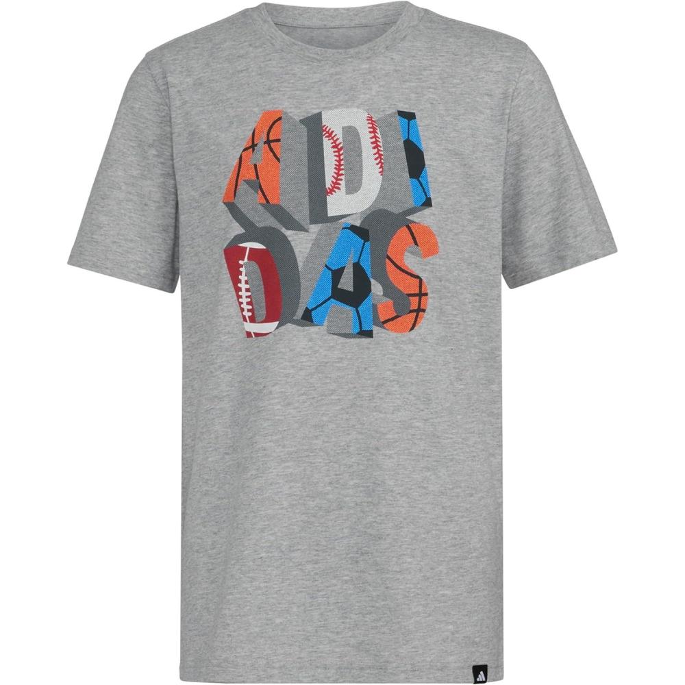imageadidas Boys Short Sleeve Graphic TShirtHeather Gray Adidas Sports