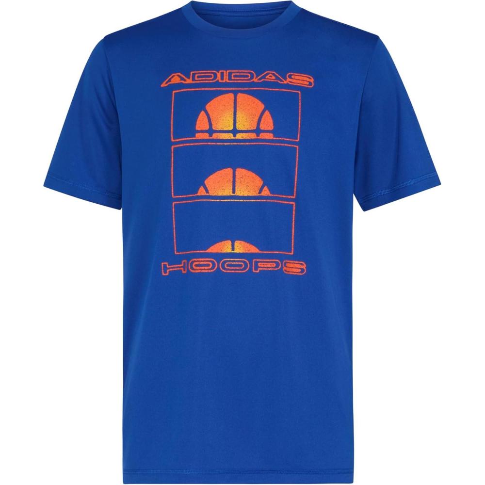 imageadidas Boys Short Sleeve Poly Athlete Graphic Tee ShirtTeam Royal Blue