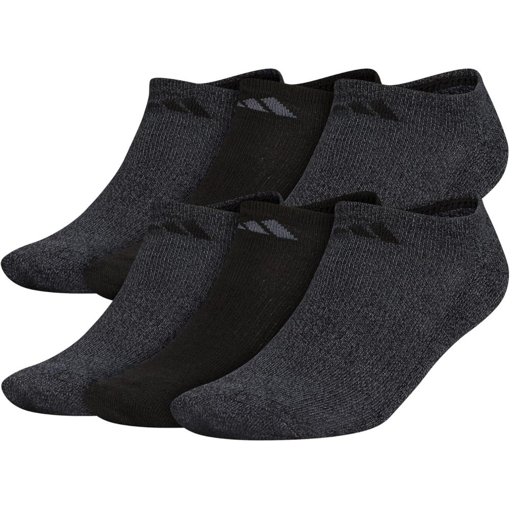 imageadidas Mens Athletic Cushioned 6Pack No Show Socks for MenBlackOnix Grey