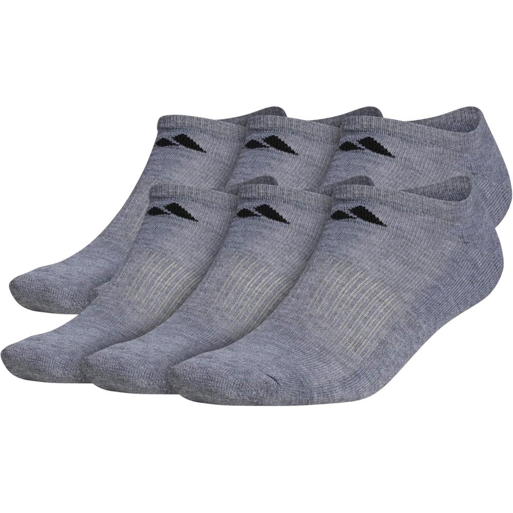 imageadidas Mens Athletic Cushioned 6Pack No Show Socks for MenHeather GreyBlack