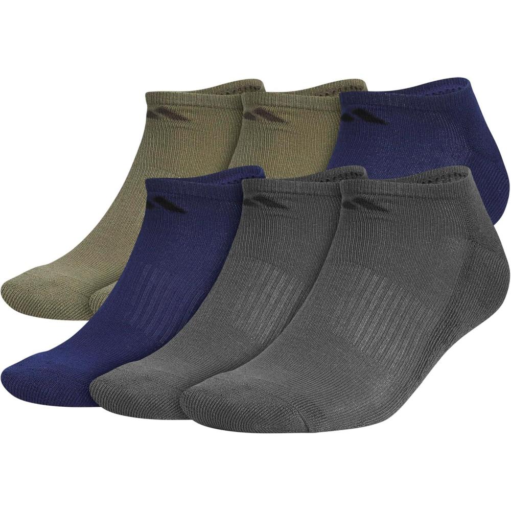 imageadidas Mens Athletic Cushioned 6Pack No Show Socks for MenOlive Strata GreenDark BlueCarbon Grey