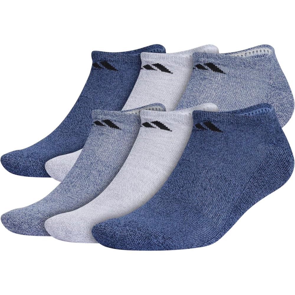 imageadidas Mens Athletic Cushioned 6Pack No Show Socks for MenTech Indigo BlueGreyUniversity Navy