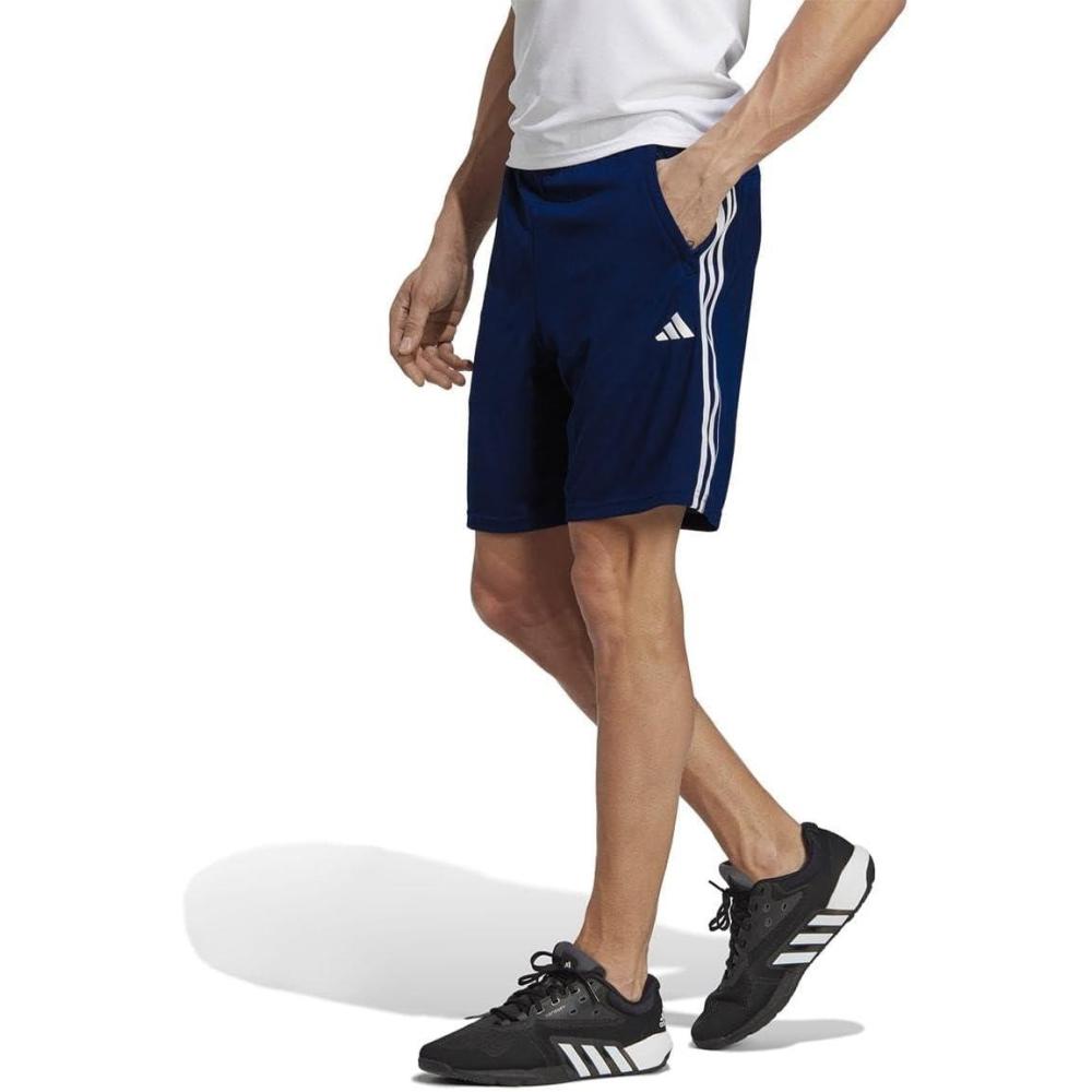 imageadidas Mens Train Essentials Piqu 3Stripes ShortsDkblueWhite