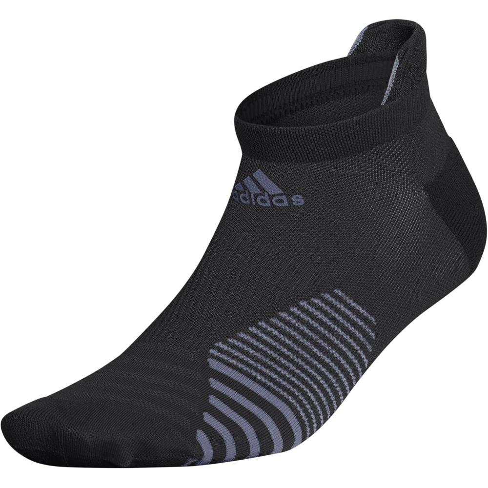 imageadidas UnisexAdult Running Tabbed No Show Socks 1PairBlackOnix Grey
