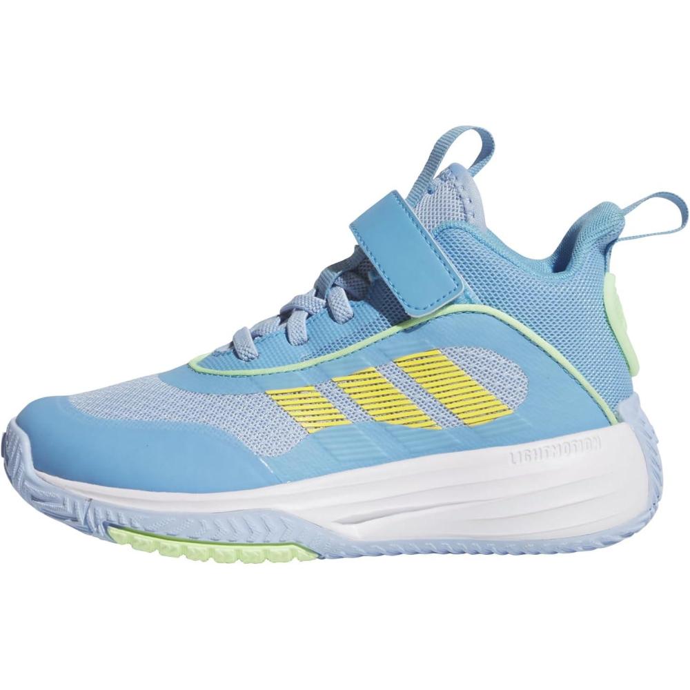 imageadidas UnisexChild Own The Game 30 Mid Top Elastic Lace ampamp Strap BasketballBlueWhiteSemi Blue Burst