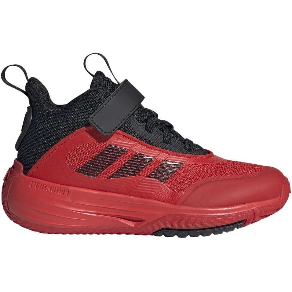 imageadidas UnisexChild Own The Game 30 Mid Top Elastic Lace ampamp Strap BasketballCore Black Red Red