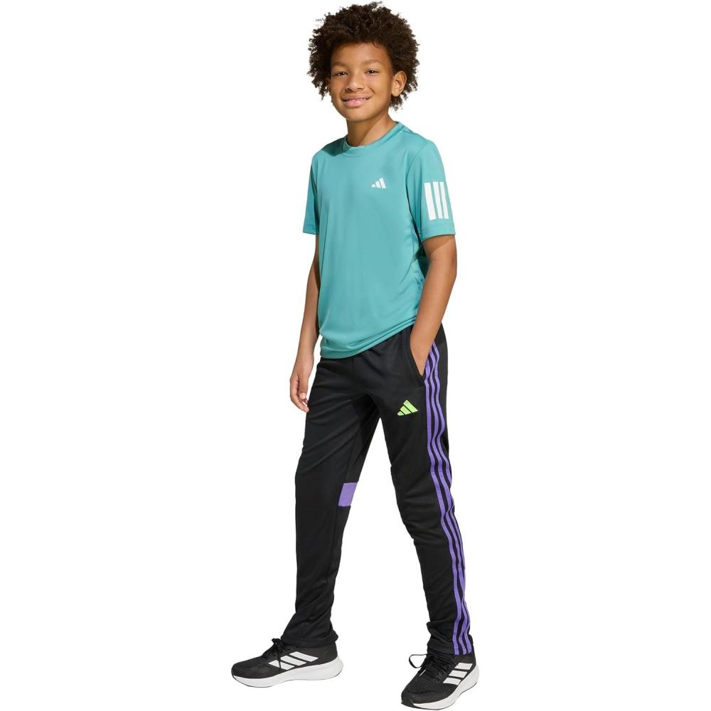 imageadidas UnisexKids Tiro 25 Essentials Training Track PantsBlackPurple RushLucid Lemon