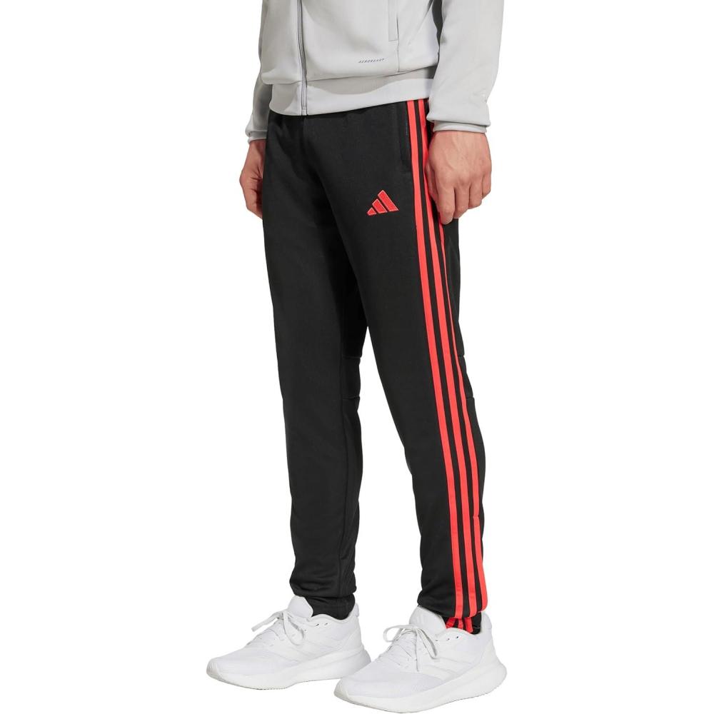 imageadidas UnisexKids Tiro 25 Essentials Training Track PantsBlackSemi Lucid Red