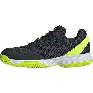 Adidas Unisex-Child Courtflash Tennis Sneaker(Carbon/Iron Metallic/Lucid Lemon)