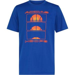 adidas Boys’ Short Sleeve Poly Athlete Graphic Tee Shirt(Team Royal Blue)