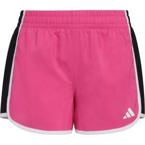 adidas Girls’ Elastic Waistband Retro Woven Gym Shorts(Semi Lucid Fuchsia)
