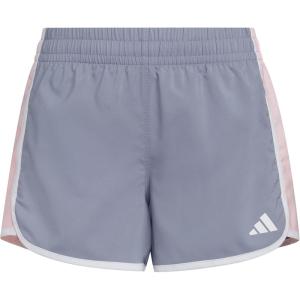 adidas Girls’ Elastic Waistband Retro Woven Gym Shorts(Silver Violet)