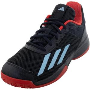 adidas Kids’ Court Flash Sneakers(Black/Preloved Blue/Better Scarlet)