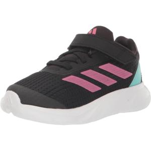 adidas Kids’ Duramo SL Elastic Lace Sneakers(Core Black/Pink Fusion/White)