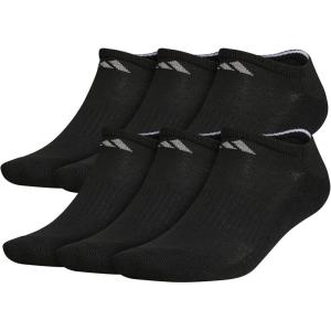 adidas Men’s Athletic Cushioned 6-Pack No Show, Socks for Men(Black/Aluminum 2)