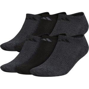 adidas Men’s Athletic Cushioned 6-Pack No Show, Socks for Men(Black/Onix Grey)