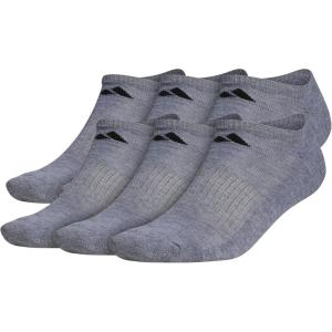 adidas Men’s Athletic Cushioned 6-Pack No Show, Socks for Men(Heather Grey/Black)