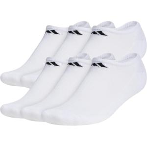 adidas Men’s Athletic Cushioned 6-Pack No Show, Socks for Men(White/Black)
