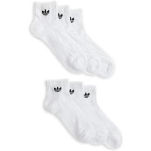 adidas Men’s Athletic Cushioned 6-Pack Quarter, Athletic Cushioned Quarter Ankle Socks for Men with Arch Support(White Originals)