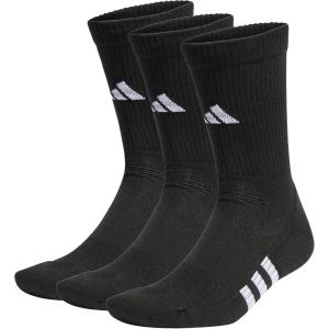 adidas Men’s Crew Socks 3-Pack – Cushioned for Workout(Black/Black/Black)