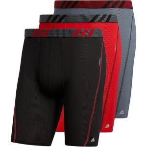 adidas Men’s Performance Mesh Long Boxer Brief Underwear (3-Pack), for active sport and all day comfort(Black/Scarlet Red/Onix)