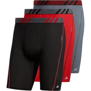 adidas Men’s Performance Mesh Long Boxer Brief Underwear (3-Pack), for active sport and all day comfort(Black/Scarlet Red/Onix Grey)