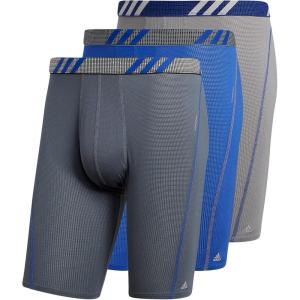 adidas Men’s Performance Mesh Long Boxer Brief Underwear (3-Pack), for active sport and all day comfort(Onix Grey/Bold Blue)