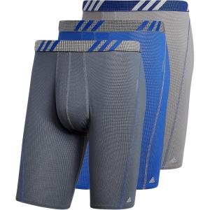 adidas Men’s Performance Mesh Long Boxer Brief Underwear (3-Pack), for active sport and all day comfort(Onix Grey/Bold Blue/Grey)