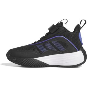 adidas Unisex-Child Own The Game 3.0 Mid Top Elastic Lace & Strap Basketball(Black/Semi Cobalt Blue/White)