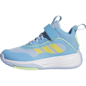 adidas Unisex-Child Own The Game 3.0 Mid Top Elastic Lace & Strap Basketball(Blue/White/Semi Blue Burst)