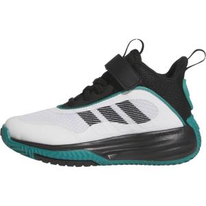 adidas Unisex-Child Own The Game 3.0 Mid Top Elastic Lace & Strap Basketball(White/Black/Pure Teal)